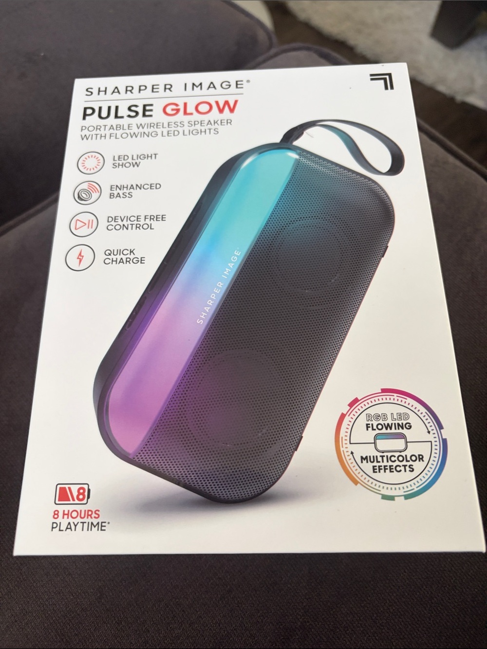 Sharper Image Pulse Glow Portable Wireless Speaker - Black with Gradient LED